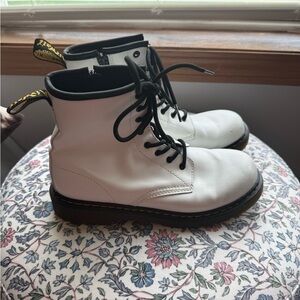 Dr. Martens White Leather Combat Boots